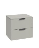 STOCKHOLM Wall Hung 60cm Two Drawer Countertop Vanity Unit - Matt Black, Matt Arctic Grey