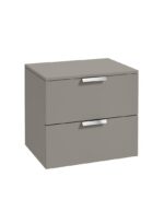 STOCKHOLM Wall Hung 60cm Two Drawer Countertop Vanity Unit - Brushed Chrome, Matt Khaki