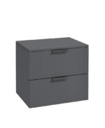 STOCKHOLM Wall Hung 60cm Two Drawer Countertop Vanity Unit - Matt Black, Matt Midnight Grey