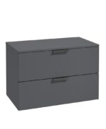 STOCKHOLM Wall Hung 80cm Two Drawer Countertop Vanity Unit - Matt Black, Matt Midnight Grey
