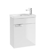 STOCKHOLM Wall Hung 50cm Single Door Cloakroom Vanity Unit - Brushed Chrome, Matt Gloss White