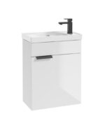 STOCKHOLM Wall Hung 50cm Single Door Cloakroom Vanity Unit - Matt Black, Matt Gloss White