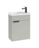STOCKHOLM Wall Hung 50cm Single Door Cloakroom Vanity Unit - Matt Black, Matt Arctic Grey