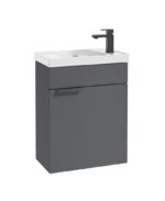 STOCKHOLM Wall Hung 50cm Single Door Cloakroom Vanity Unit - Matt Black, Matt Midnight Grey