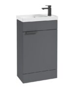 STOCKHOLM Floorstanding 50cm Single Door Cloakroom Vanity Unit - Matt Black, Matt Midnight Grey