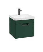 FREYA Wall Hung 50cm Single Drawer Vanity Unit - Black, Matt Wreath Green