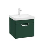 FREYA Wall Hung 50cm Single Drawer Vanity Unit - Chrome, Matt Wreath Green