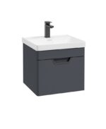 FREYA Wall Hung 50cm Single Drawer Vanity Unit - Black, Matt Night Sky Blue