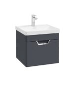 FREYA Wall Hung 50cm Single Drawer Vanity Unit - Chrome, Matt Night Sky Blue