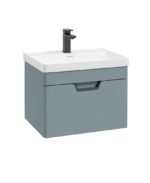 FREYA Wall Hung 60cm Single Drawer Vanity Unit - Black, Matt Coral Green