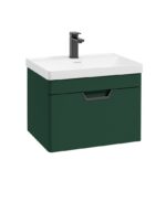 FREYA Wall Hung 60cm Single Drawer Vanity Unit - Black, Matt Wreath Green