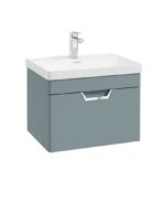 FREYA Wall Hung 60cm Single Drawer Vanity Unit - Chrome, Matt Coral Green