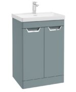 FREYA Floorstanding 60cm Two Door Vanity Unit - Chrome, Matt Coral Green