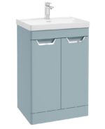 FREYA Floorstanding 60cm Two Door Vanity Unit - Chrome, Matt Morning Sky Blue