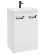 FREYA Floorstanding 60cm Two Door Vanity Unit - Black, Matt White