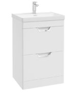FREYA Floorstanding 60cm Two Drawer Vanity Unit - Chrome, Matt White