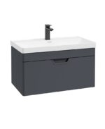 FREYA Wall Hung 80cm Single Drawer Vanity Unit - Black, Matt Night Sky Blue