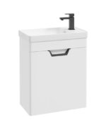 FREYA Wall Hung 55cm Single Door Cloakroom Vanity Unit - Black, Matt White