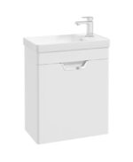 FREYA Wall Hung 55cm Single Door Cloakroom Vanity Unit - Chrome, Matt White