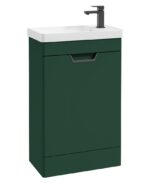 FREYA Floorstanding 55cm Single Door Cloakroom Vanity Unit - Black, Matt Wreath Green