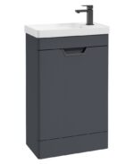 FREYA Floorstanding 55cm Single Door Cloakroom Vanity Unit - Black, Matt Night Sky Blue