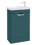 FREYA Floorstanding 55cm Single Door Cloakroom Vanity Unit - Chrome, Matt Ocean Blue