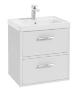 FINLAND Wall Hung 50cm Two Drawer Vanity Unit - Chrome, Matt White