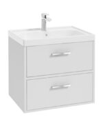 FINLAND Wall Hung 60cm Two Drawer Vanity Unit - Chrome, Matt White