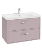 FINLAND Wall Hung 80cm Two Drawer Vanity Unit - Chrome, Matt Cashmere Pink