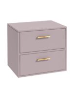 FINLAND Wall Hung 60cm Two Drawer Countertop Vanity Unit - Gold, Matt Cashmere Pink