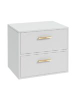 FINLAND Wall Hung 60cm Two Drawer Countertop Vanity Unit - Gold, Matt White