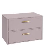 FINLAND Wall Hung 80cm Two Drawer Countertop Vanity Unit - Gold, Matt Cashmere Pink