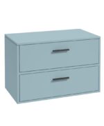FINLAND Wall Hung 80cm Two Drawer Countertop Vanity Unit - Black, Matt Morning Sky Blue