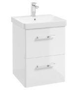 KORA Wall Hung 50cm Two Drawer Vanity Unit - Chrome, Gloss White