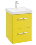 KORA Wall Hung 50cm Two Drawer Vanity Unit - Chrome, Matt Sun-Kissed Yellow