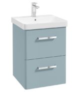 KORA Wall Hung 50cm Two Drawer Vanity Unit - Chrome, Matt Morning Sky Blue
