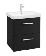 KORA Wall Hung 60cm Two Drawer Vanity Unit - Chrome, Matt Black