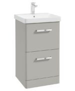 KORA Floorstanding 50cm Two Drawer Vanity Unit - Chrome, Matt Arctic Grey