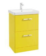 KORA Floorstanding 60cm Two Drawer Vanity Unit - Chrome, Matt Sun-Kissed Yellow