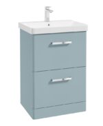 KORA Floorstanding 60cm Two Drawer Vanity Unit - Chrome, Matt Morning Sky Blue
