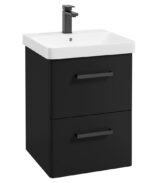 KORA Wall Hung 50cm Two Drawer Vanity Unit - Black, Matt Black