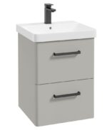 KORA Wall Hung 50cm Two Drawer Vanity Unit - Black, Matt Arctic Grey