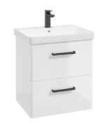KORA Wall Hung 60cm Two Drawer Vanity Unit - Black, Gloss White