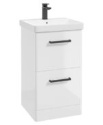 KORA Floorstanding 50cm Two Drawer Vanity Unit - Black, Gloss White