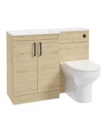 CORTA 110cm LH Combination Two Door Vanity Unit - Black, Honey Oak