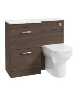 CORTA 100cm LH Combination Two Drawer Vanity Unit - Chrome, Sable Ash
