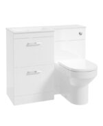 CORTA 100cm LH Combination Two Drawer Vanity Unit - Chrome, Gloss White