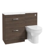 CORTA 110cm LH Combination Two Drawer Vanity Unit - Chrome, Sable Ash