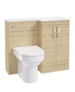 CORTA 100cm RH Combination Two Door Vanity Unit - Chrome, Honey Oak