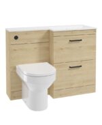 CORTA 110cm RH Combination Two Drawer Vanity Unit - Black, Honey Oak